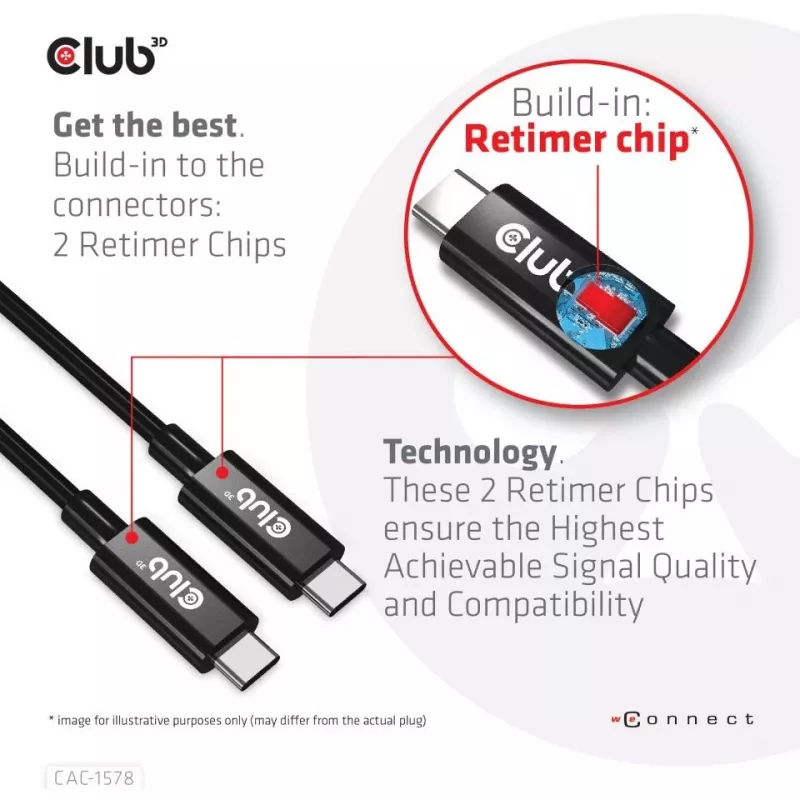 CLUB3D USB4 Gen3x2 Type-C divvirzienu kabelis 8K60Hz, Dati 40Gbps, PD 240W(48V/5A) EPR M/M 2m / 6.56ft