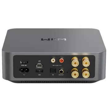 Stereo straumēšanas pastiprinātājs WiiM Amp Pro Tumši pelēks — Wi‑Fi, Bluetooth 5.3, AirPlay 2, Spotify Connect, HDMI ARC, optiskā ieeja, zemfrekvenču izeja