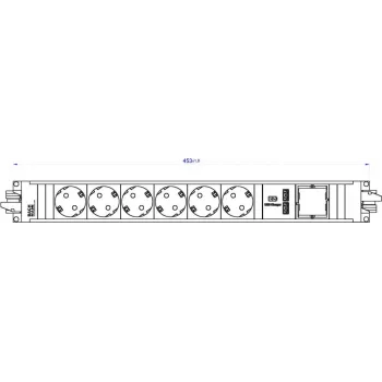 Pagarinātājs Bachmann STEP ALU, 6x Schuko + 1x USB lādētājs, alumīnijs