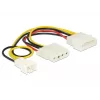 Iekšējais strāvas kabelis DeLOCK 83658 0,39 m 3 kontaktu uz 2 x Molex 4 kontaktu