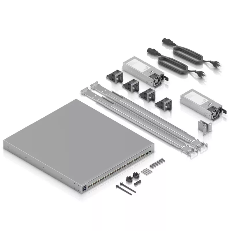 Ubiquiti ECS-24-POE (1050W) ENTERPRISE-GRADE 24-PORT, Layer 3 Etherlighting POE+++ slēdzis, 10 Gbe RJ45, 25G SFP28