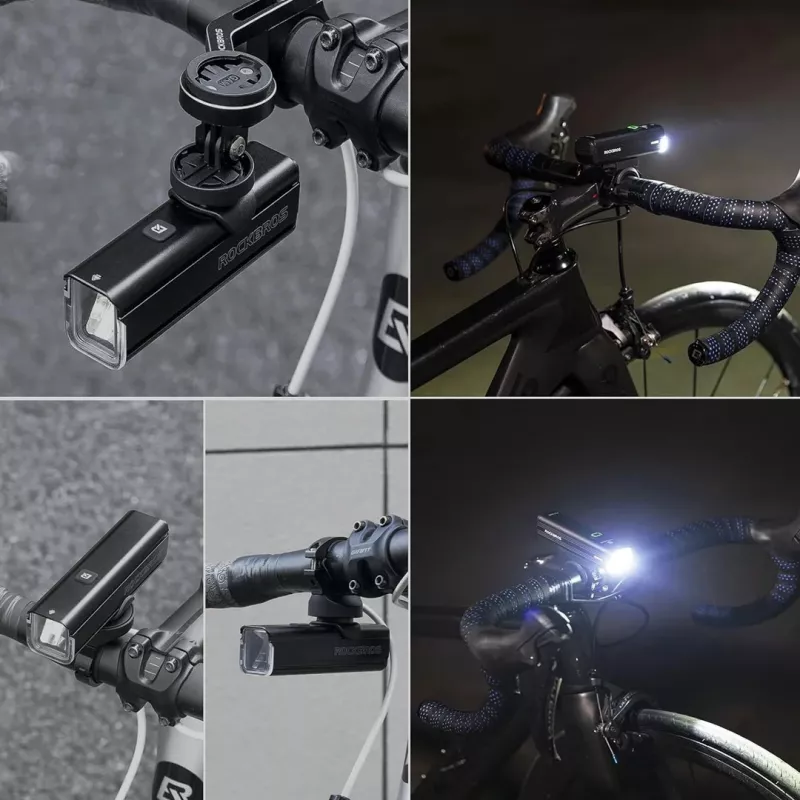 Rockbros RHL1000 24610002001 1000 lm priekšējais velosipēda lukturis + USB-C uz USB-A kabelis, melns
