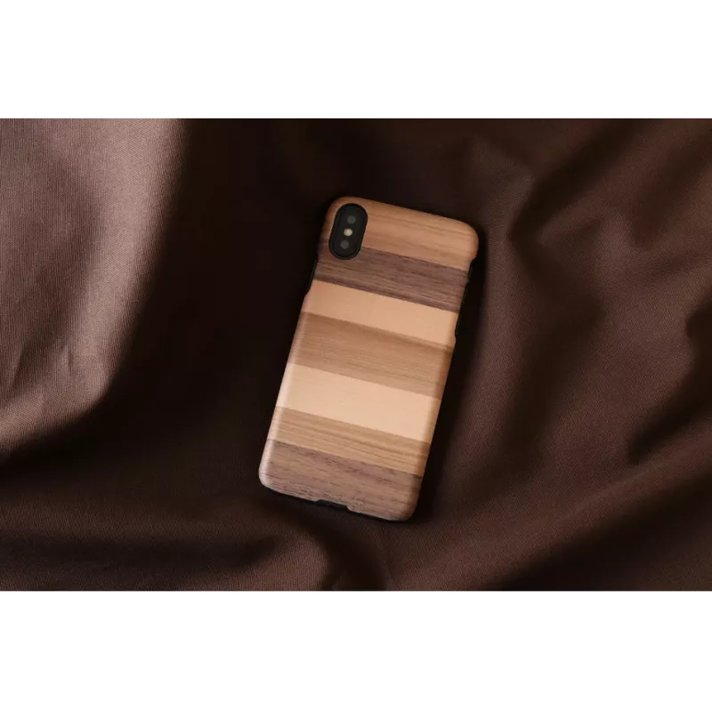 Viedtālruņa maciņš no koka un koka iPhone X/XS — melns aizsargapvalks