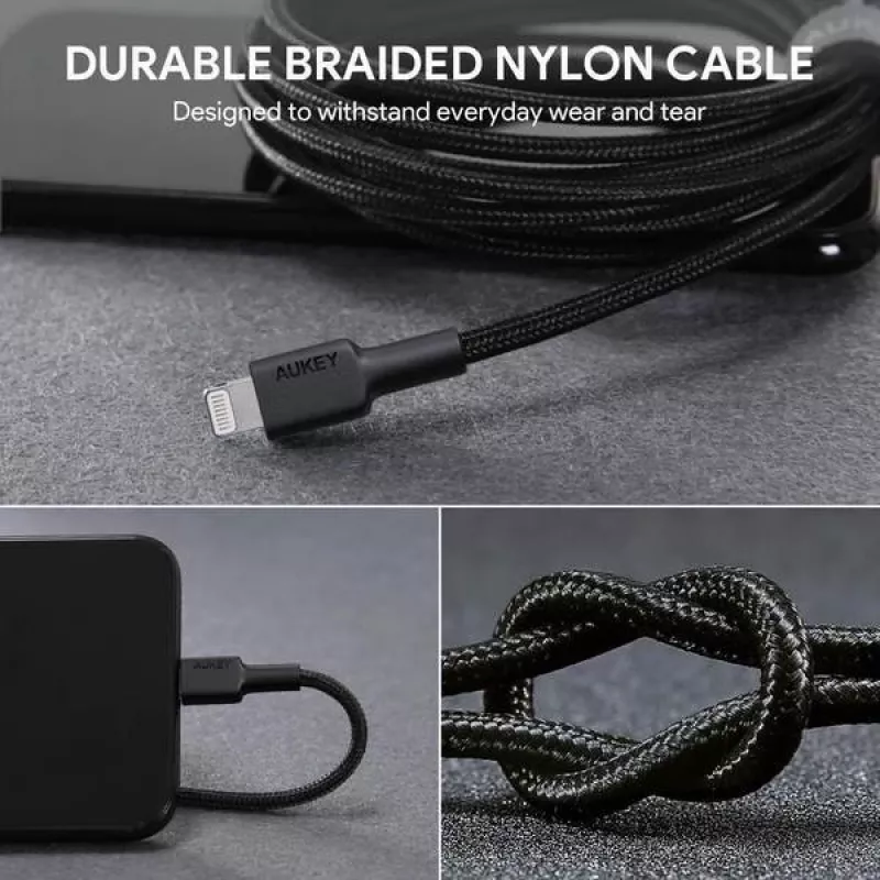 Lightning kabelis AUKEY CB-AL05 1 m melns