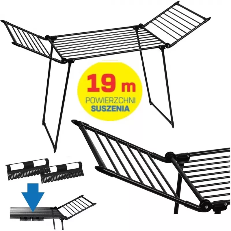 AMALFI saliekams veļas žāvēšanas statīvs, melns