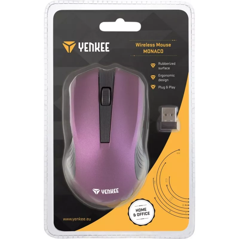 2.4 GHz optiskā simetriskā bezvadu pele, 3 pogas, violeta