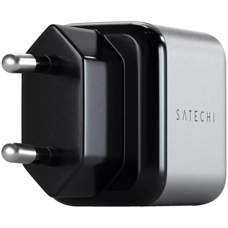 Mobilās ierīces lādētājs Satechi ST-UC30WCM-EU — Universāls iekštelpu maiņstrāvas lādētājs ar 1× USB-C, melns/sudraba