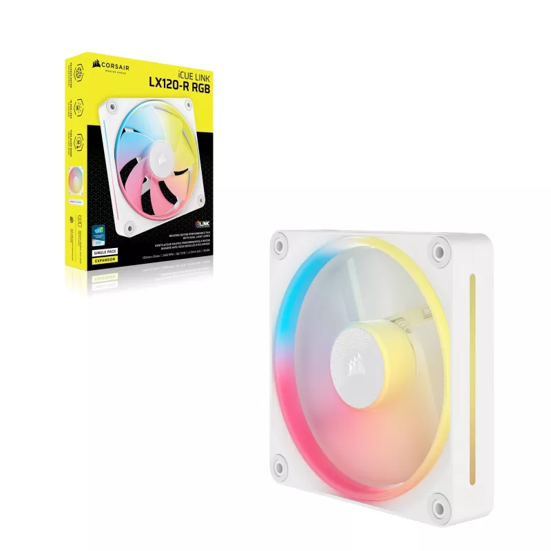 CORSAIR iCUE LINK LX120-R RGB 120mm ARGB Reverse Blade Case Fan - balta