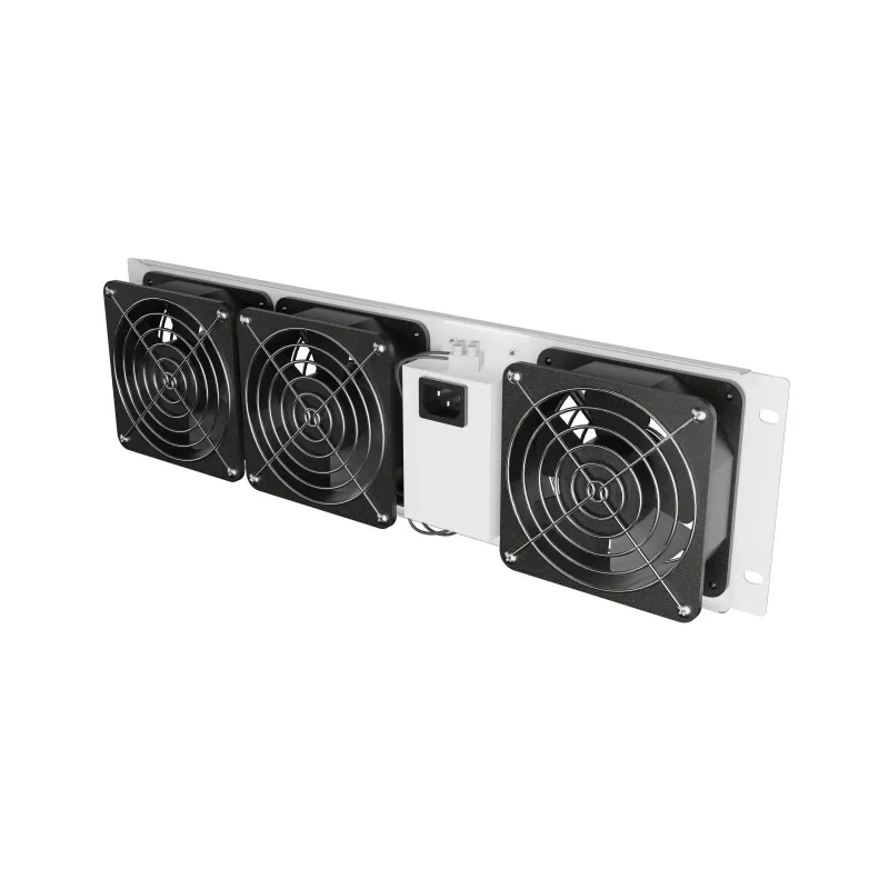 Ventilācijas panelis vertikāls 19 collu statīva skapim, 3 ventilatori, 230 V, pelēks