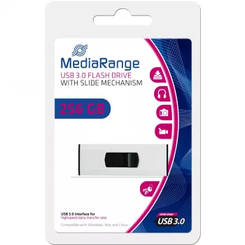 MediaRange - USB Flash Drive - 256GB - USB3.0 - Melns, Silver (MR919)