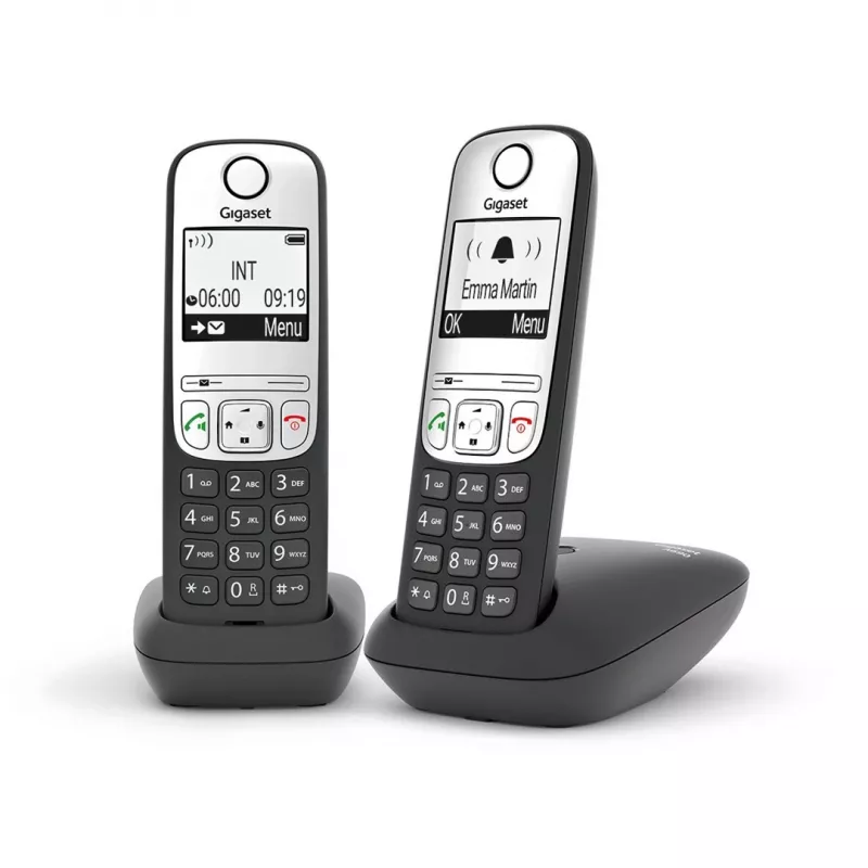 Gigaset A690 Duo analogais tālrunis ar zvanītāja ID, melns, sudrabains