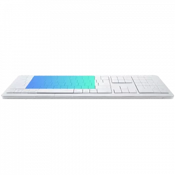 Bezvadu tastatūra CLEVETURA CLVX 1 Touch-On-Keys AI — ANSI US Mac izkārtojums, šķērveida slēdži, alumīnija korpuss, interaktīvs RGB