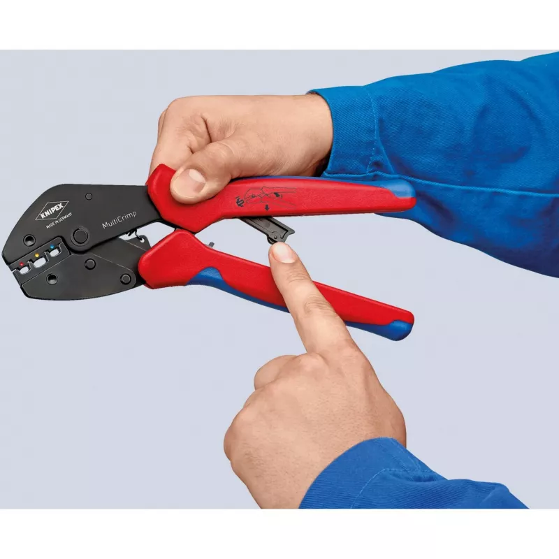 Knipex 97 33 02 kabeļu presēšanas knaibles Presēšanas rīks Zila, Sarkana