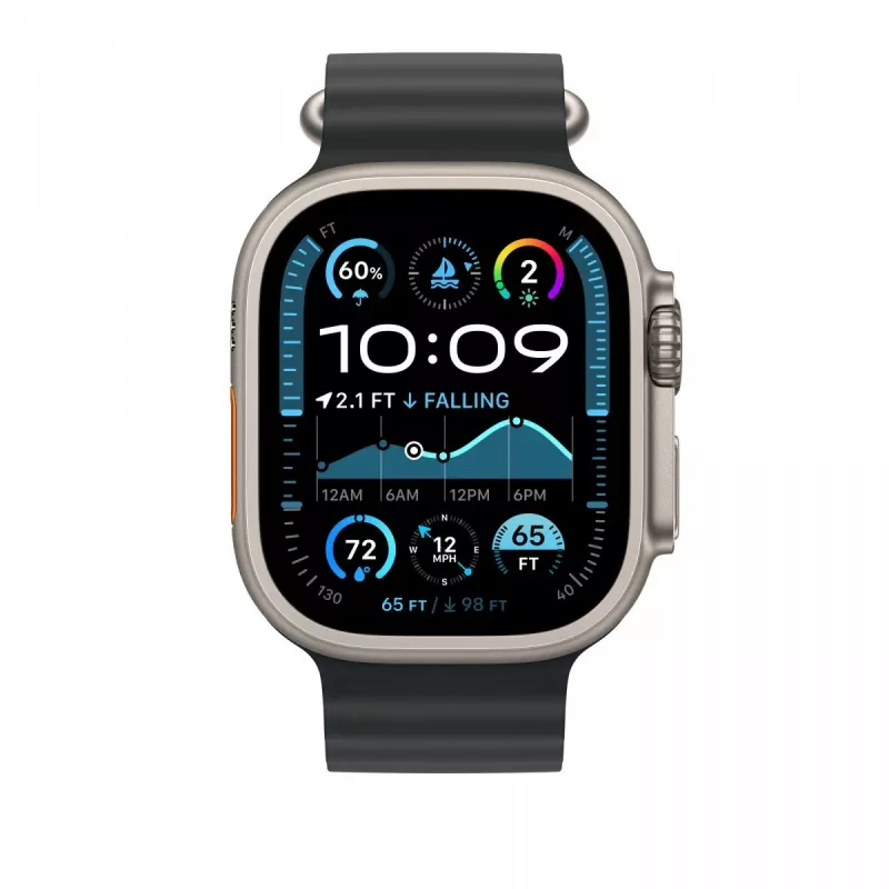 Band Apple 49mm Melns Ocean Band Extension Natural Titanium Finish