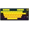 Bezvadu mehāniskā spēļu tastatūra LORGAR KBP7075W — Melna/Dzeltena, EN izkārtojums