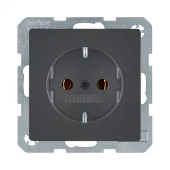 Kontaktligzda F tips berker 47436086 — 16 A, 250 V, antracīta, duroplasta korpuss