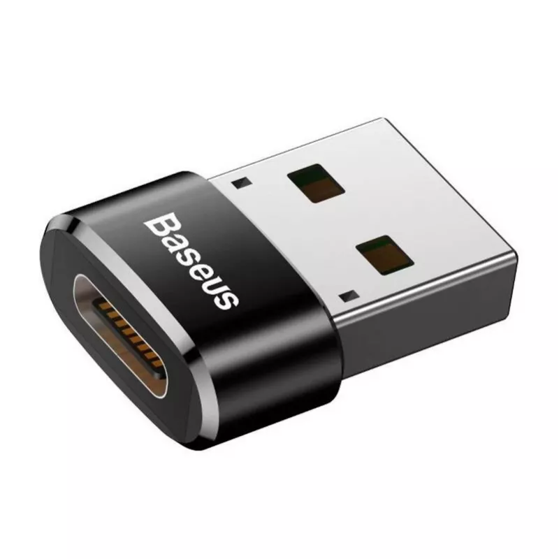 Baseus USB vīriešu savienotājs uz Type-C sieviešu adaptera pārveidotājs melns