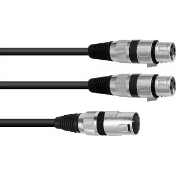 Audio kabelis XLR 3 kontaktu vīrišķais uz 2 x XLR 3 kontaktu sievišķais Omnitronic 30225210