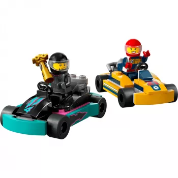 Konstrukciju rotaļlieta LEGO 60400 City Go-Karts with Racers – spēles komplekts ar miniatūrfigūrām un transportlīdzekļiem