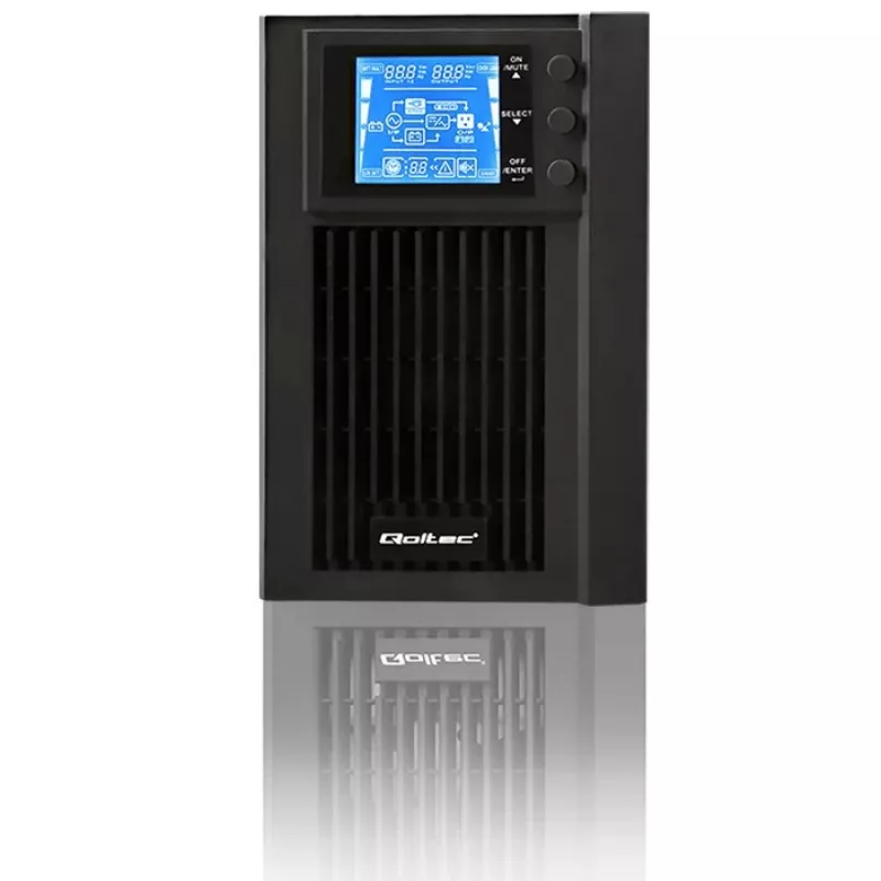 Qoltec 53042 nepārtrauktās barošanas avots (UPS) Dubultās pārveidošanas (Online) 1 kVA 800 W 2 maiņstrāvas kontaktligzdas