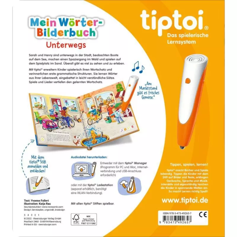 tiptoi Mans vārdu bilžu grāmatas: Unterwegs, mācību grāmata
