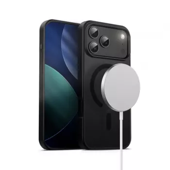 Crong Hybrid Frost MAG Cover Case ar MagSafe iPhone 17 Pro Max matēti melns