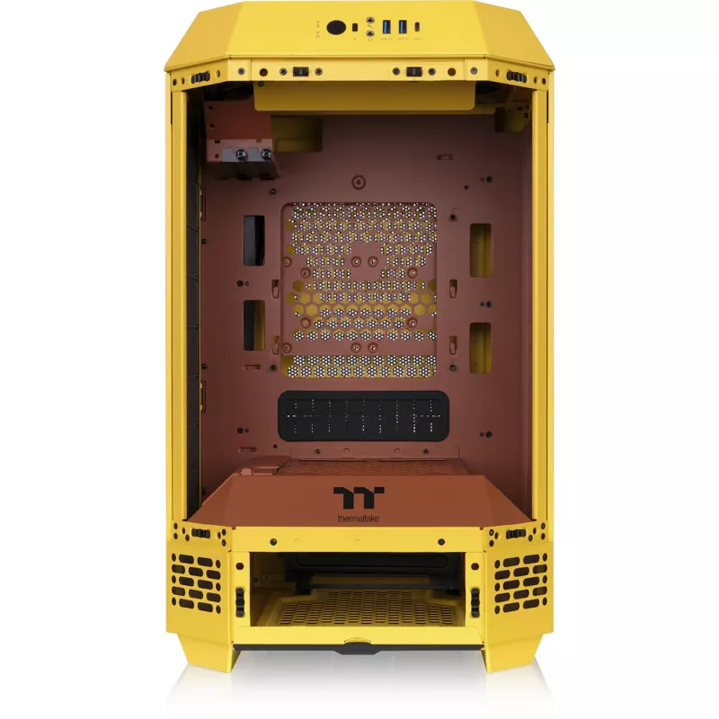 Mini torņa korpuss THERMALTAKE The Tower 250 Butter Caramel — microATX/Mini-ITX, ATX atbalsts, kompakts korpuss