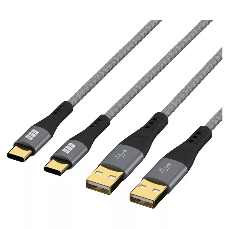 EFB Elektronik USB-A uz USB-C kabeļu komplekts 60W QC 3A 2x2m - Digitāls/Dati (USB-AC-00007)