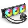 Universāls šķidruma CPU dzesētājs Sharkoon S60 ARGB — 360 mm radiators, 3×120 mm PWM ventilatori, melns