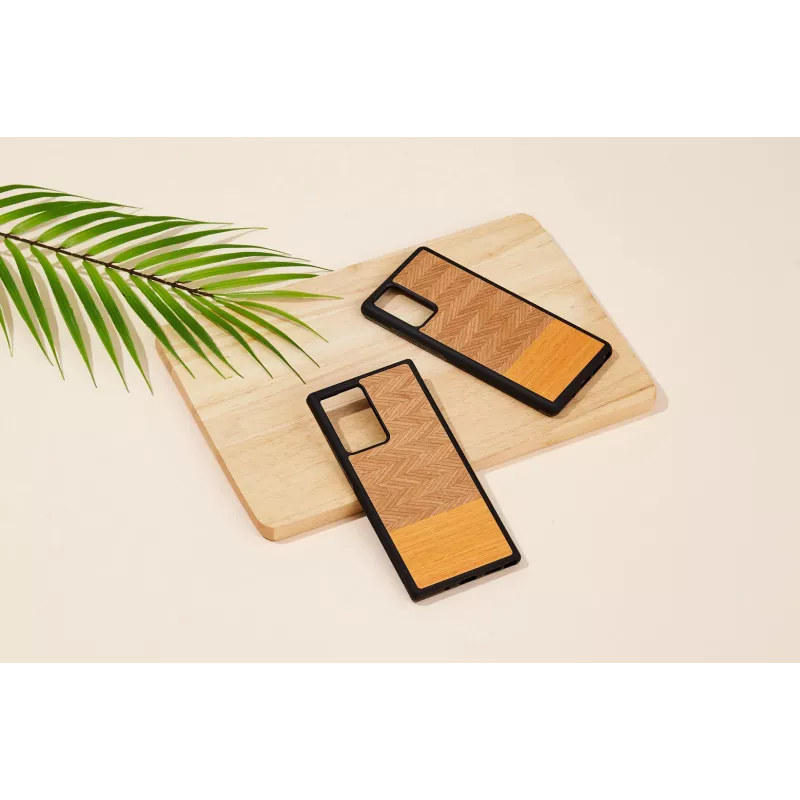 Aizsargājošs tālruņa maciņš man and wood Galaxy Note 20 Ultra skujiņas rakstā oranži melns