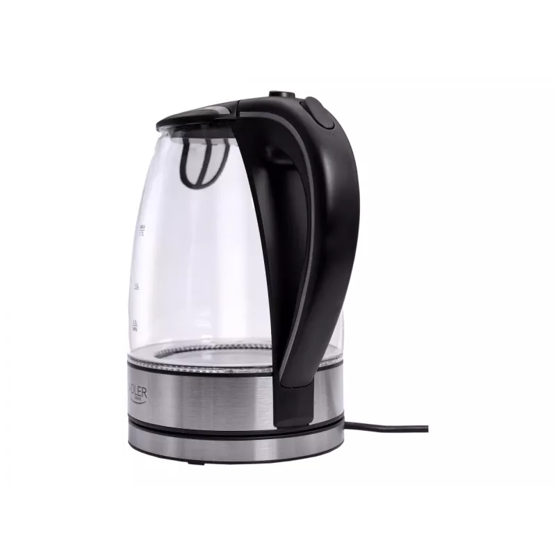 Adler AD 1225 elektriskā tējkanna 1,7 L Melna, Nerūsējošais tērauds, Caurspīdīga 2200 W