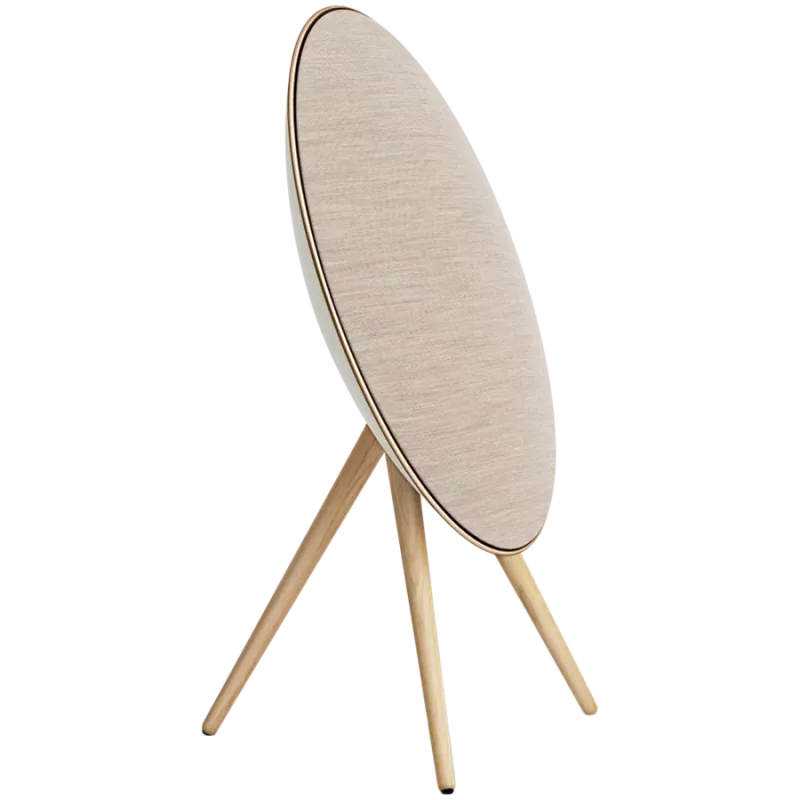 Beosound A9 5. paaudzes skaļrunis Gold Tone (aizmugure smilšu krāsā/pārsegs zelts/kājas baltais ozols)