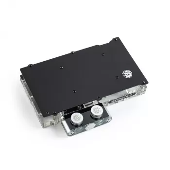 BitsPower Classic VGA ūdens bloks BP-VG3070FE — 125×171,4×28,4 mm, 3‑pin RGB, melns/sudraba/caurspīdīgs