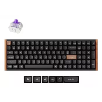 Mehāniskā magnētiskā tastatūra Keychron K4H-F1 — 96% formas faktors, QWERTY, USB + RF bezvadu + Bluetooth, 100 taustiņi, RGB, melna