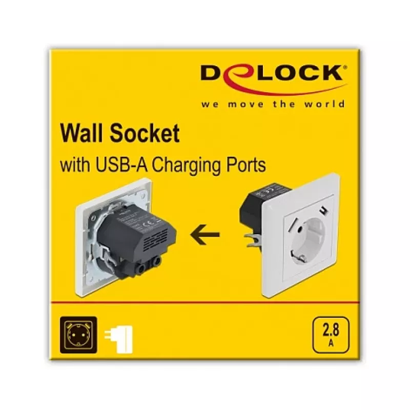 Kontaktligzda 2 x USB + CEE 7/3 DeLOCK 11473