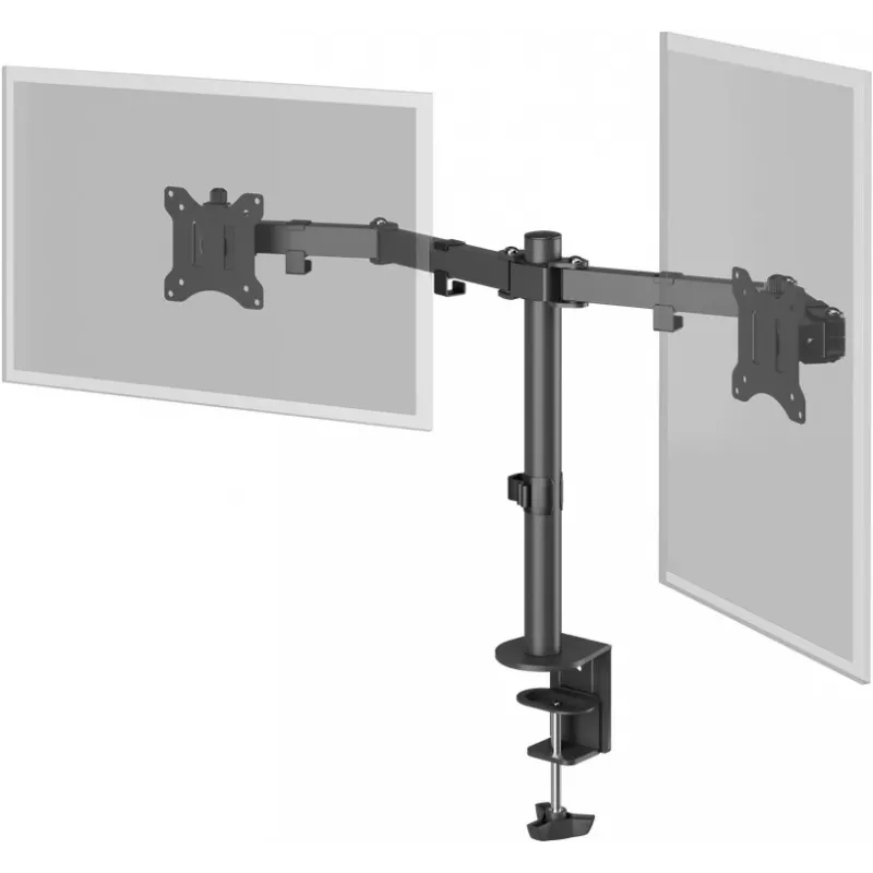 Goobay Monitora rokas dubultā Flex - 17-32 collu ekrāns - galda stiprinājums VESA 75 un 100 mm - pagriežams, grozāms un noliecams - augstumā regulējams kronšteins - maksimālā slodze