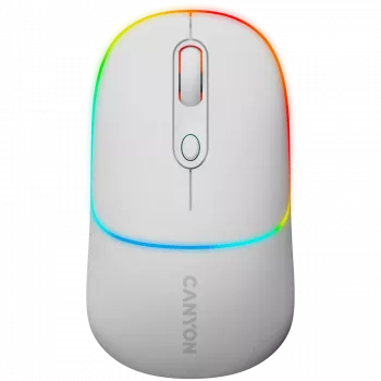 Canyon MW-22 CNS-CMSW22SW pele – 2-in-1 Bluetooth/2,4 GHz – optiska – 800/1200/1600 DPI – 4 pogas – RGB apgaismojums – uzlādējama – sniegbalta