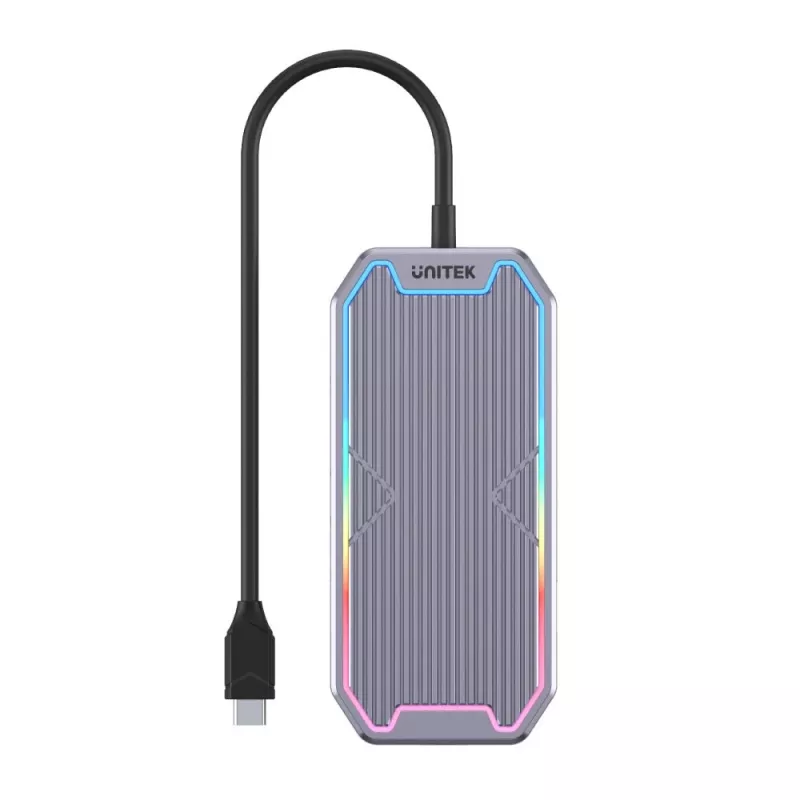 USB centrmezgls Unitek uHUB S7+ — vadu USB 3.2 Gen 2 Type-C, 100 W PD, Gigabit Ethernet, 4K atbalsts, Space pelēka