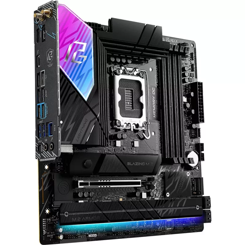Mātesplate ASRock B860M Lightning WiFi — Intel B860, LGA1851, microATX, DDR5, 4 DIMM, Wi‑Fi 6E, 2.5Gb LAN, Thunderbolt 4