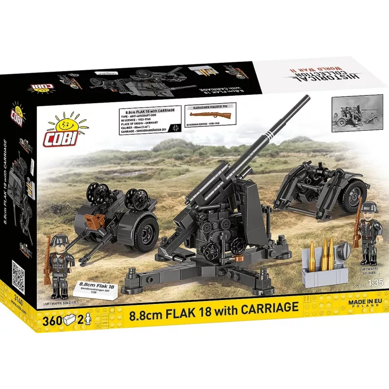 Konstruktoru komplekts Cobi Building Blocks 8,8 cm Flak ar piekabi — 360 gabali