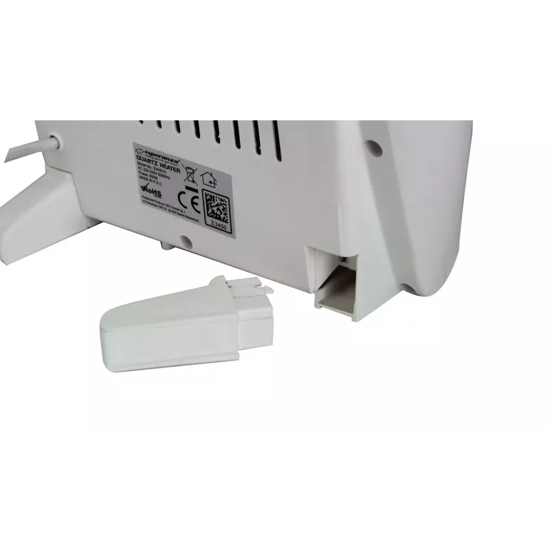 Kvarca elektriskais telpu sildītājs ESPERANZA EHH010 400W/800W, balts, 1,2 m vads, pogas, regulējams termostats