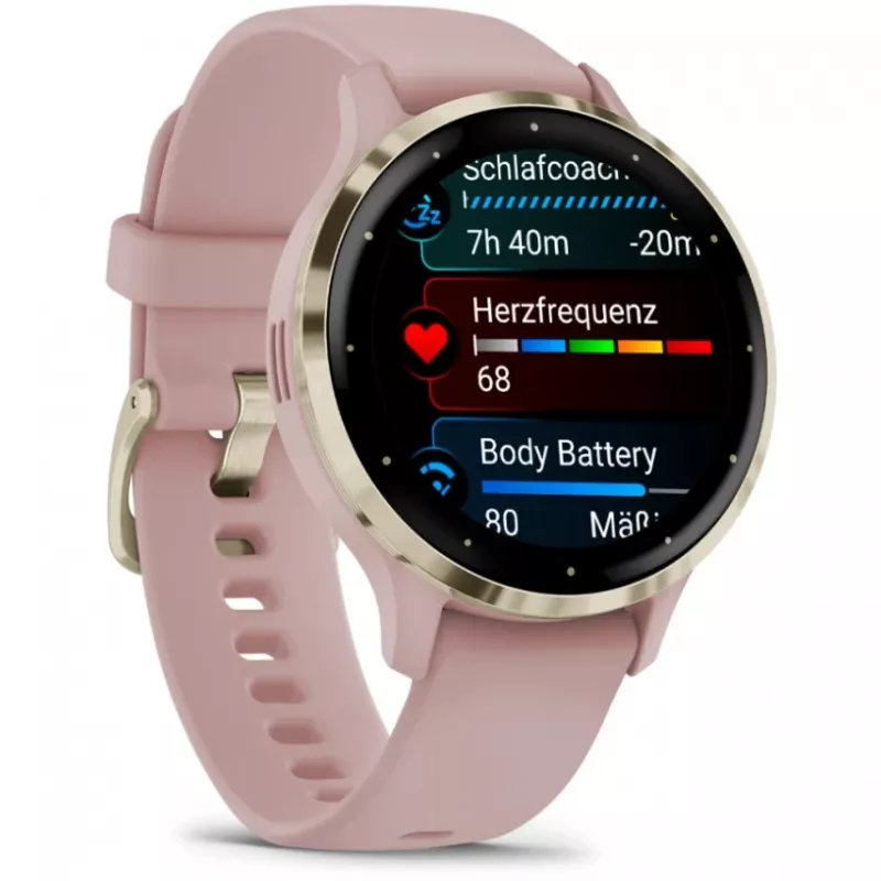 Garmin Venu 3S 3,05 cm (1,2) AMOLED 41 mm Digitāls 390 x 390 pikseļi Skārienekrāns Zelts, Rozā Wi-Fi GPS (satelīts)