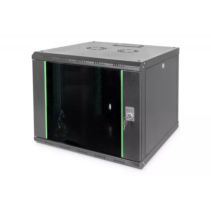 DIGITUS Professional Unique DN-19 09U-6/6-SW - skapis - tīkla skapis - piemērots montāžai pie sienas - melns, RAL 9005 - 9U - 48,3 cm (19) (DN-19 09U-6/6-SW)