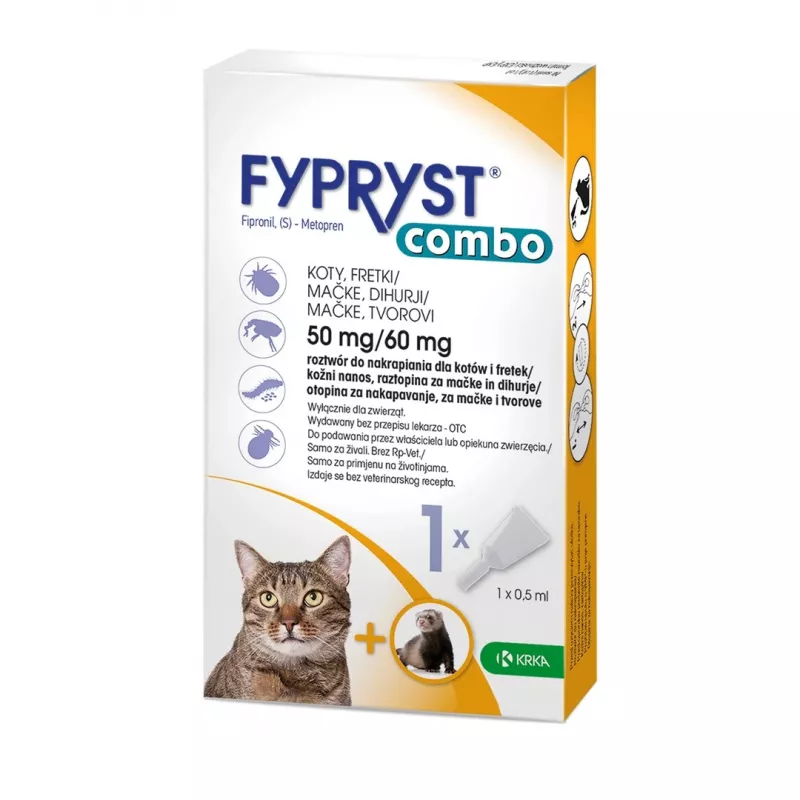 FYPRYST Combo 50/60mg - pilieni pret blusām un ērcēm kaķiem – 1x0,5ml