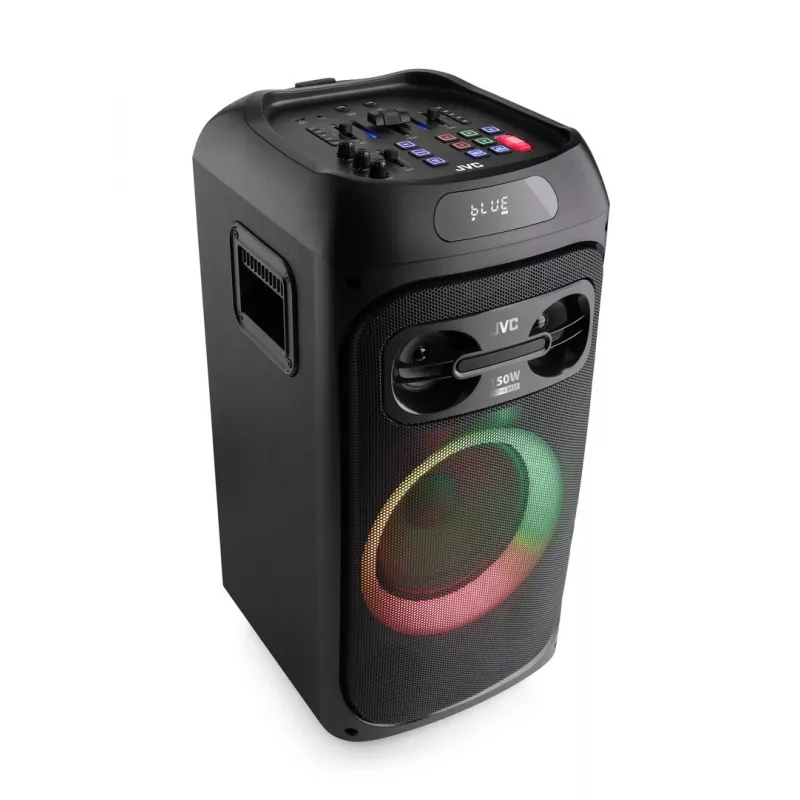 Party speaker JVC XS-EP514B — stereo portatīvais skaļrunis, 150 W RMS, Bluetooth 5.0, TWS, 4000 mAh baterija, karaoke, FM, melns