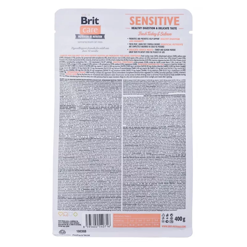 BRIT Care Grain-Free Sensitive Tītars&Lasis - sausā kaķu barība - 400 g