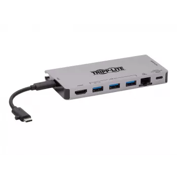 USB-C dokstacija - 4K HDMI, USB 3.2 Gen 1, USB-A centrmezgls, GbE, atmiņas karte, 100W PD uzlāde, noņemams vads U442-DOCK5D-GY