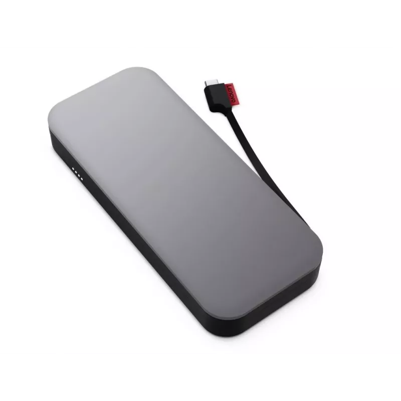 Lenovo Go USB-C klēpjdatora ārējais akumulators (20 000 mAh), litija jonu, melni pelēks, USB A un C tipa
