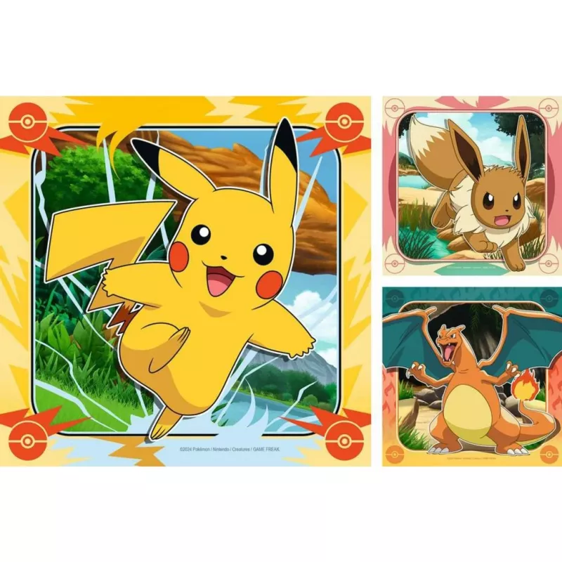 Ravensburger puzle Pikachu, Charizard un Eevee — 147 gabaliņi, no 5 gadu vecuma, 210×? mm