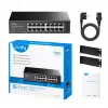 Tīkla slēdzis Cudy GS1016 — 16 portu Gigabit Ethernet (10/100/1000), 32 Gbit/s pārslēgšana, montējams statīvā, barošana no maiņstrāvas